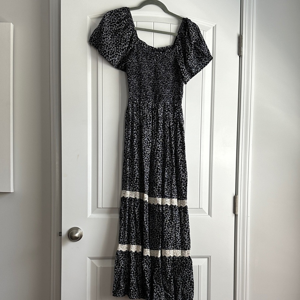Black and White Floral Maxi Dress